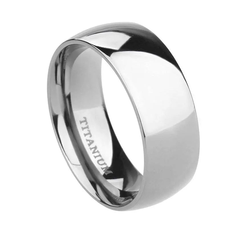 Titanium steel ring in silver colour showing 2mm, 4mm, 6mm, and 8mm width options