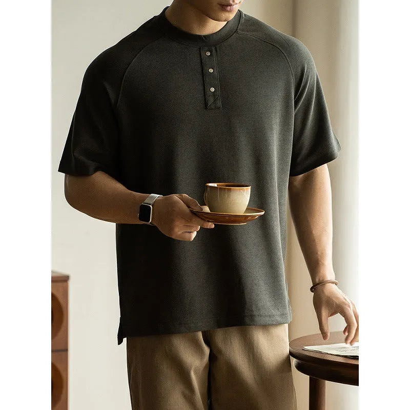Women's casual pullover top with raglan sleeves and terry texture fabric in loose-fitting style