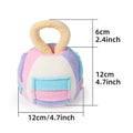 Green or pink polyester dog squeaky plush ball toy with treat pockets