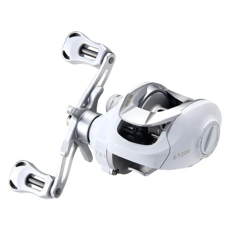 White micro bait casting fishing reel for ET drop wheel systems
