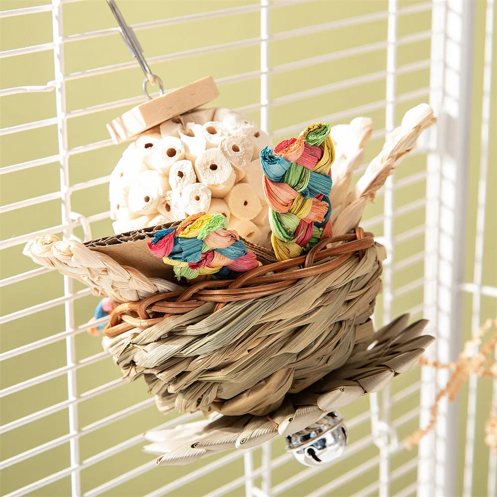 Parrot gnawing toy for beak maintenance in three different type specifications