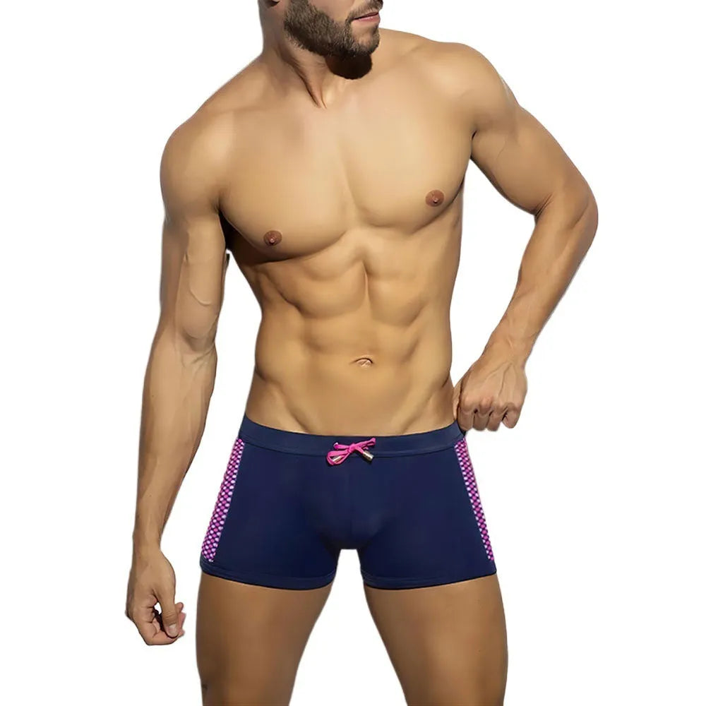 Men's polka dot print swimming boxers in three colours with quick-drying nylon fabric
