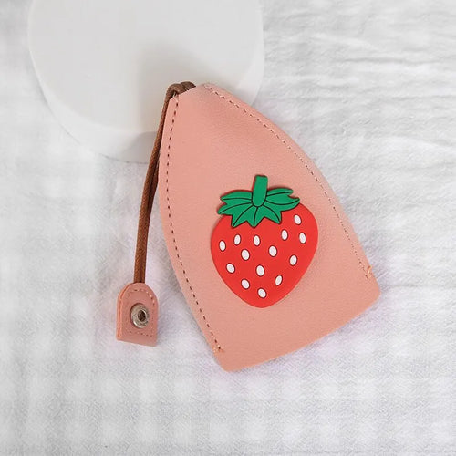 Cartoon pull-out car key case in PU leather with colourful designs measuring 14 x 7.5 cm