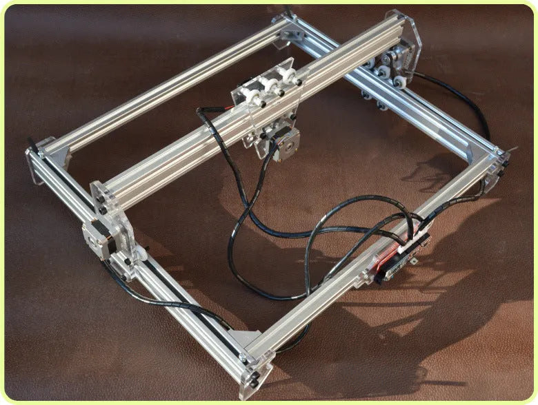 Miniature 3000mW laser engraving machine on a 400mm by 300mm base plate.
