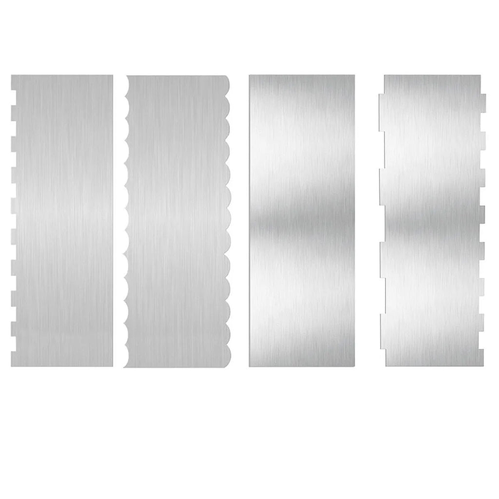 Stainless steel cream scraper cake decorating tool with polygon pattern designs