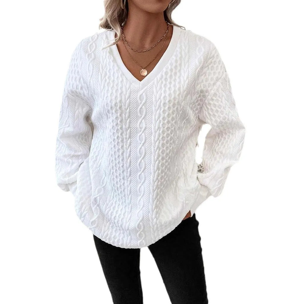 Milky white casual T-shirt with 3D pattern and loose fit in Japanese Korean style