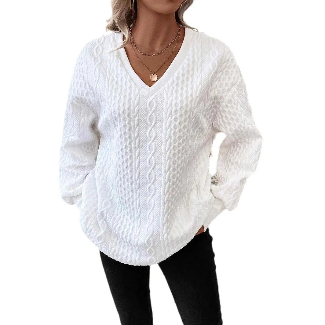 Milky white casual T-shirt with 3D pattern and loose fit in Japanese Korean style