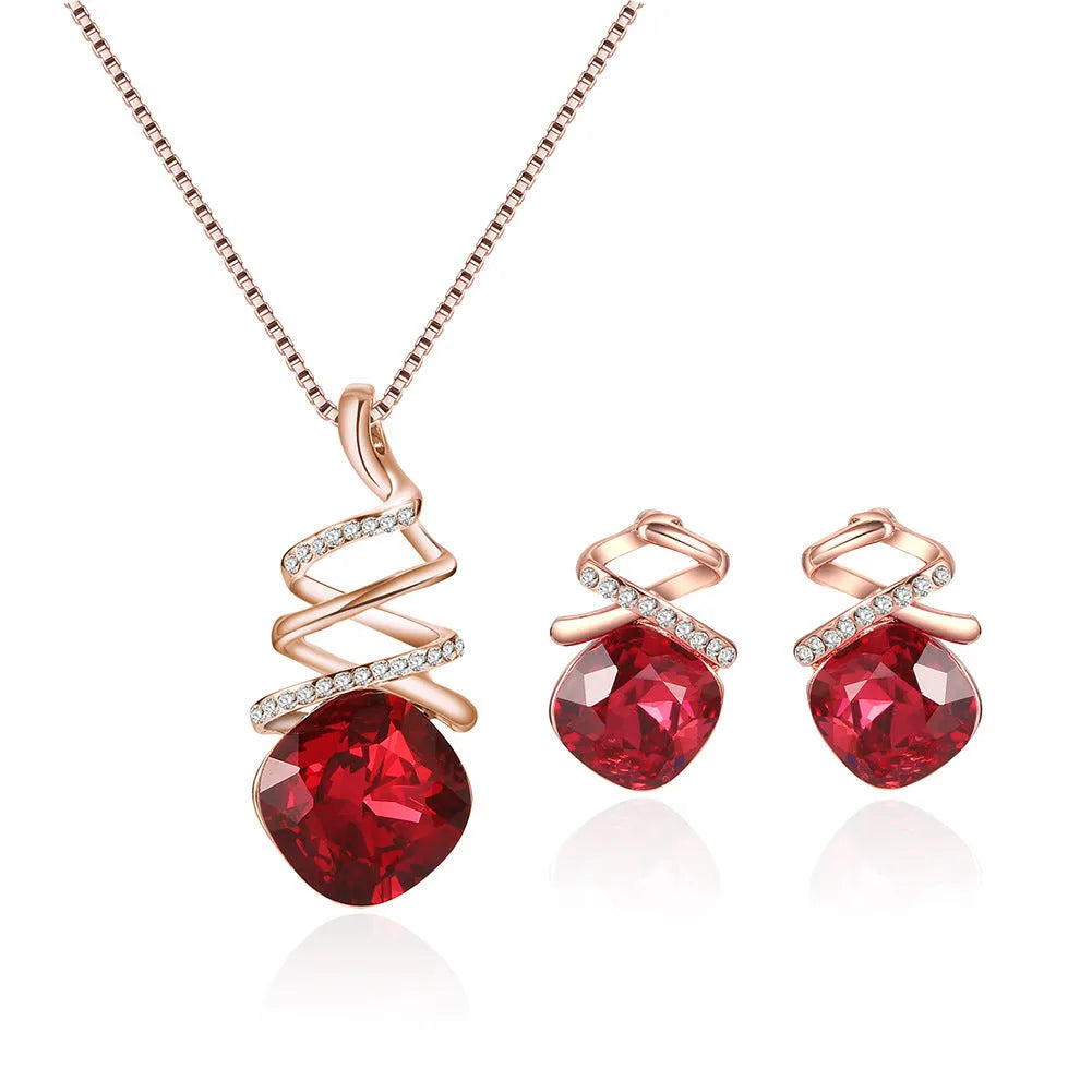 Bridal jewellery set with alloy necklace and earrings featuring water wave chain design