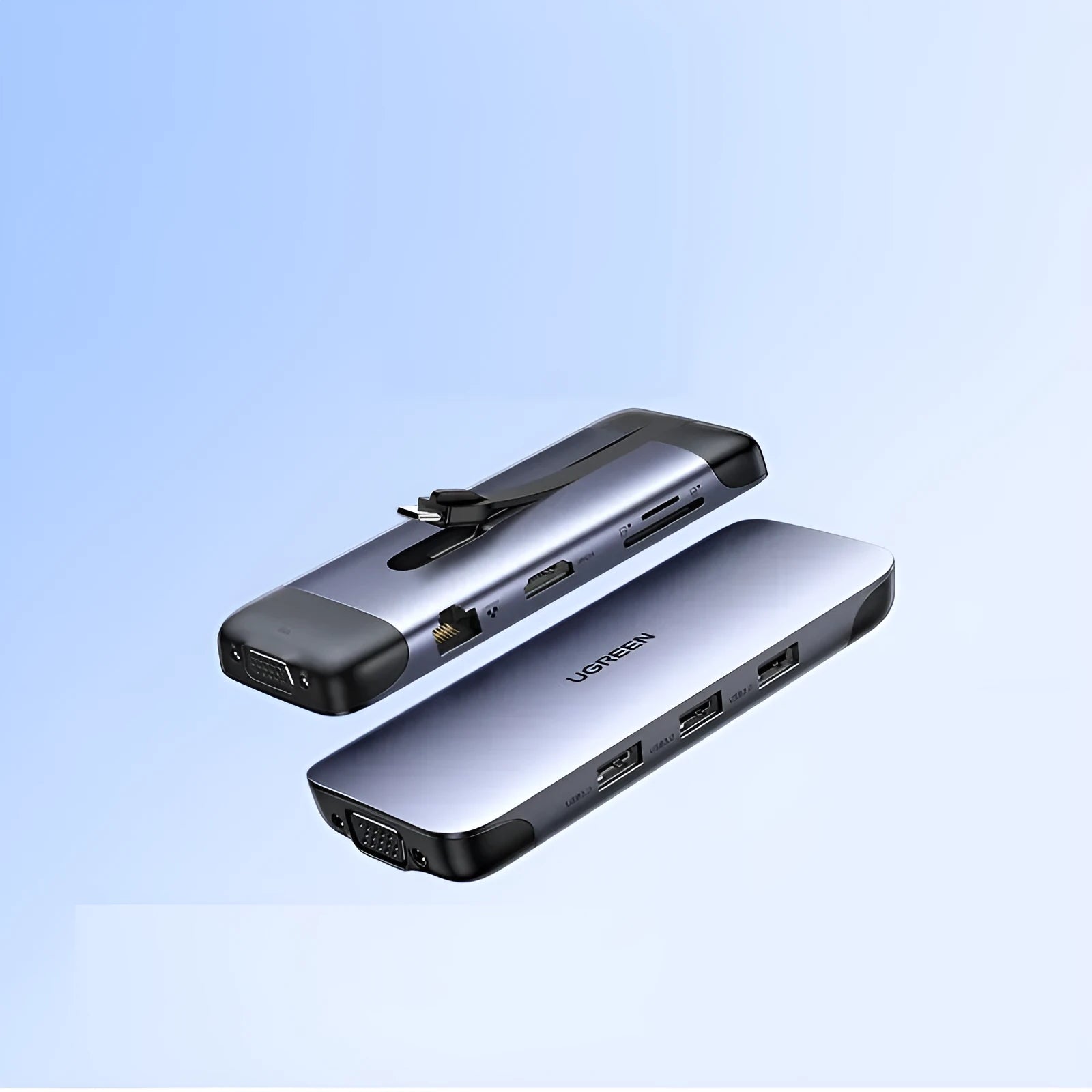 USB C dock expansion adapter with multiple ports including HDMI, USB 3.0, VGA, ethernet, and charging