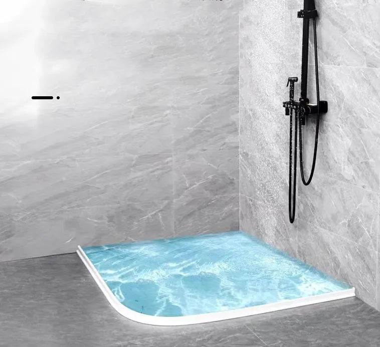 Flexible TPE bathroom water blocking strip in black, white, and grey colour options