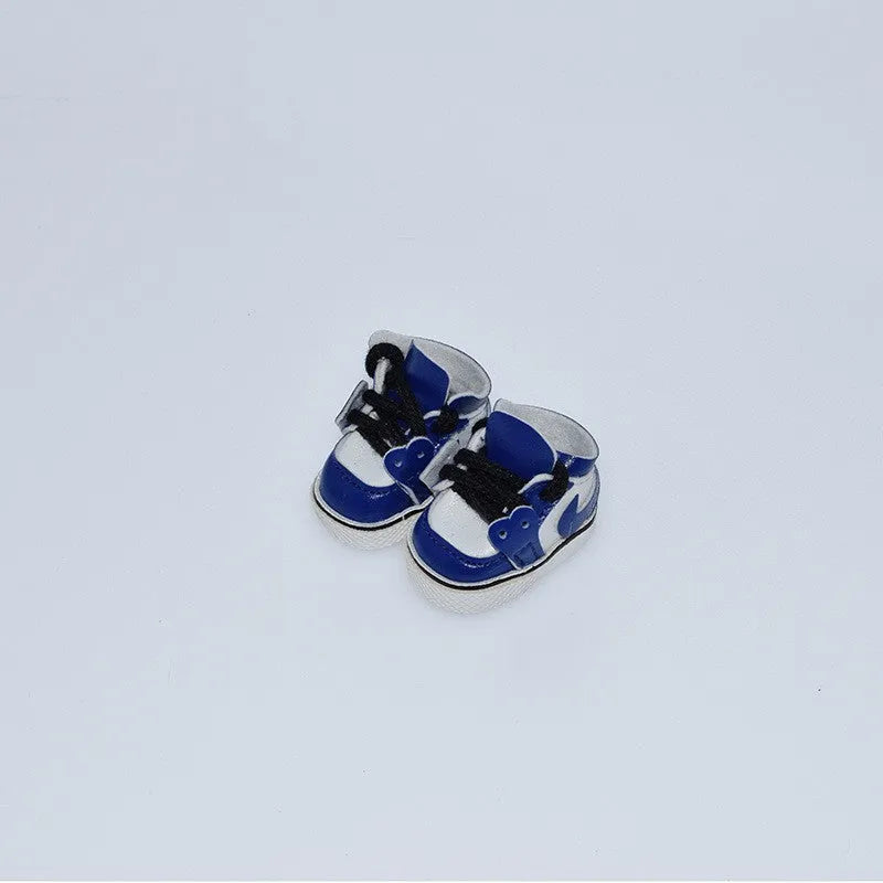 17cm doll replacement shoes in PU polyurethane material showing 3.5cm to 3.8cm height options including boots, leather shoes, and high heels