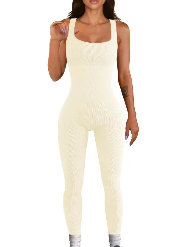 Women's spandex suspender tank top tights with long sleeves and button details