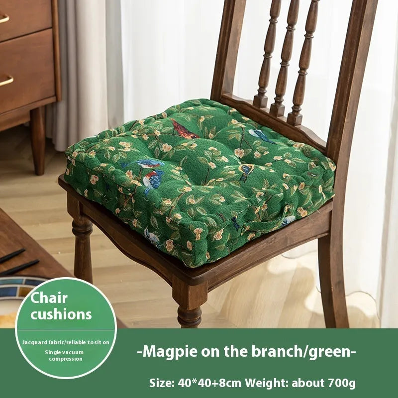 American dining chair cushion with floral pattern measuring 40x40x8cm in apricot colour