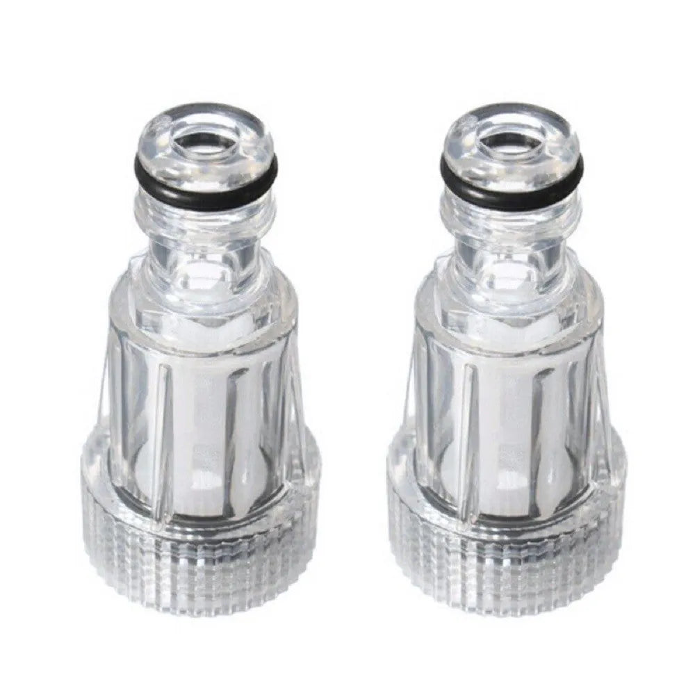 Transparent plastic inlet joint for Karcher pressure washer filter screen connection