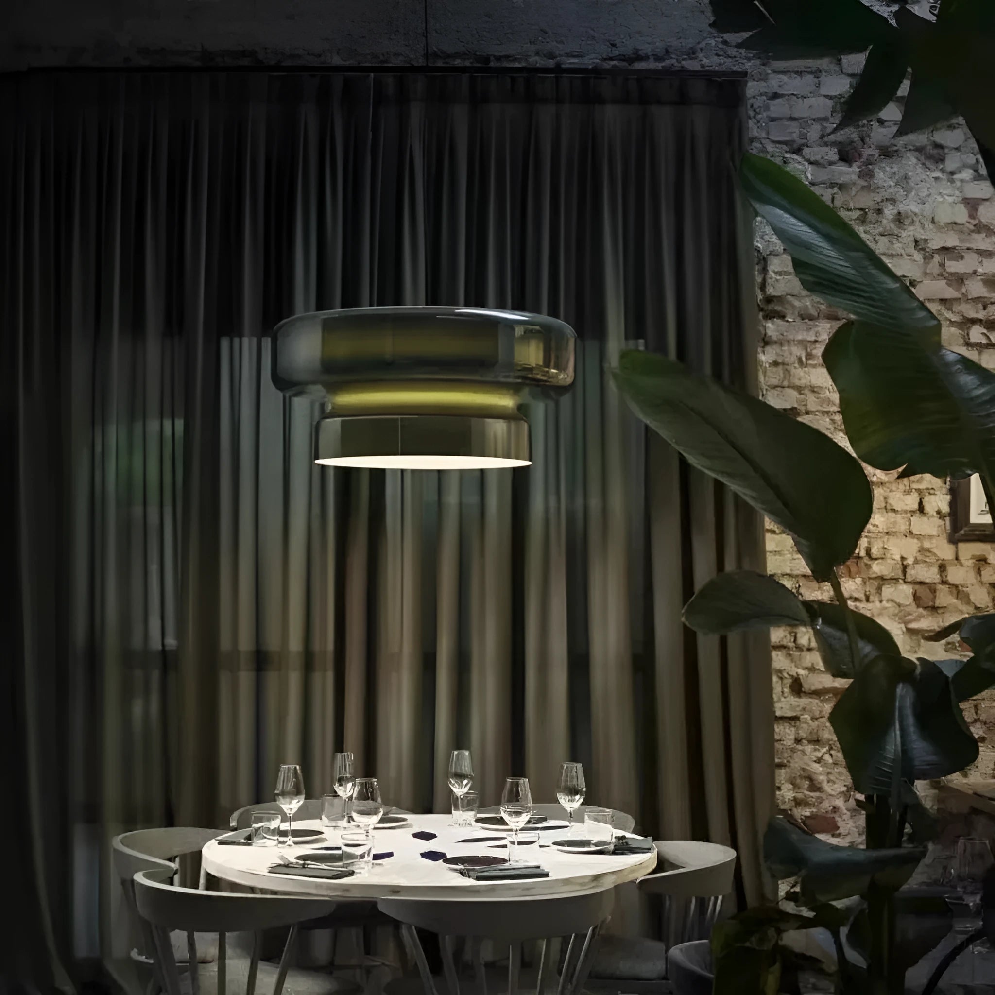 Modern glass chandelier with four colour lighting options
