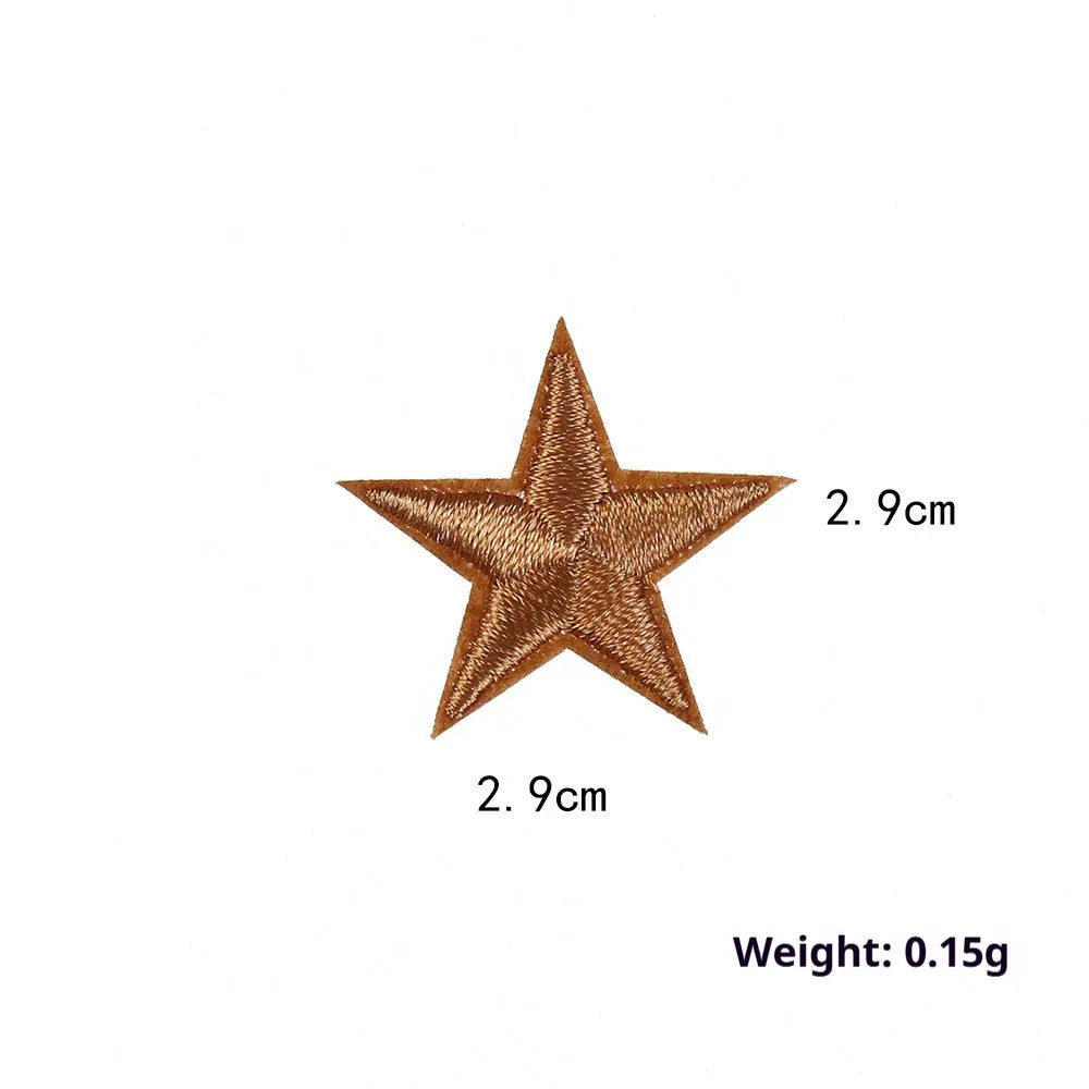 Colourful handmade embroidered five-pointed star cloth stickers for DIY decoration on fabric.