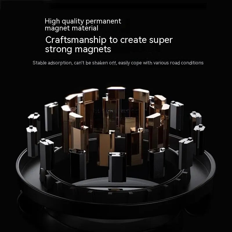 All-metal magnetic car phone mount in Qian colour with foldable design for dashboard mounting