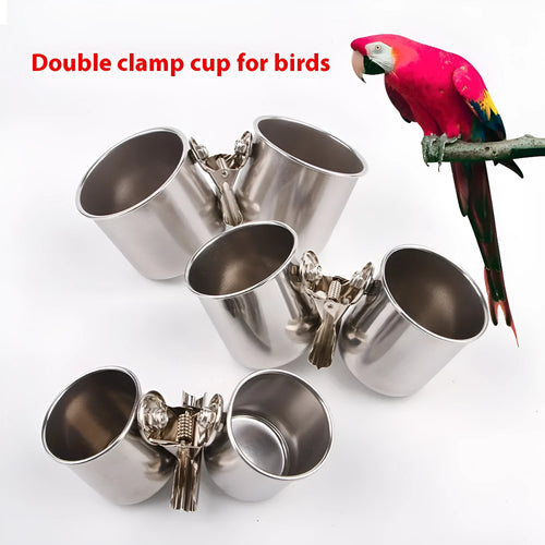 Stainless steel outdoor bird feeder for cages in three sizes with natural colour finish