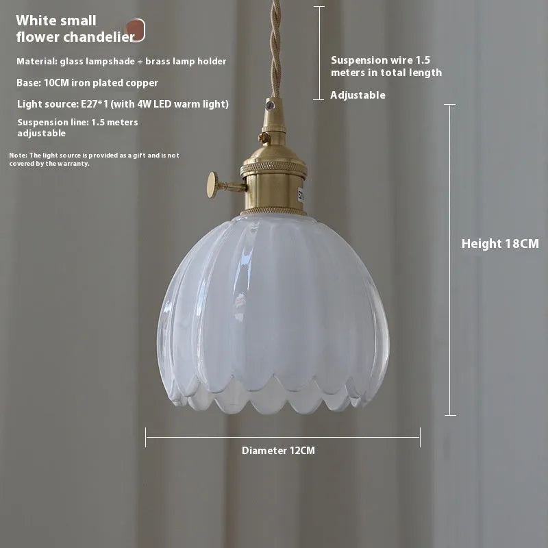 Vintage glass flower bedside chandelier in Nordic style with multiple colour options