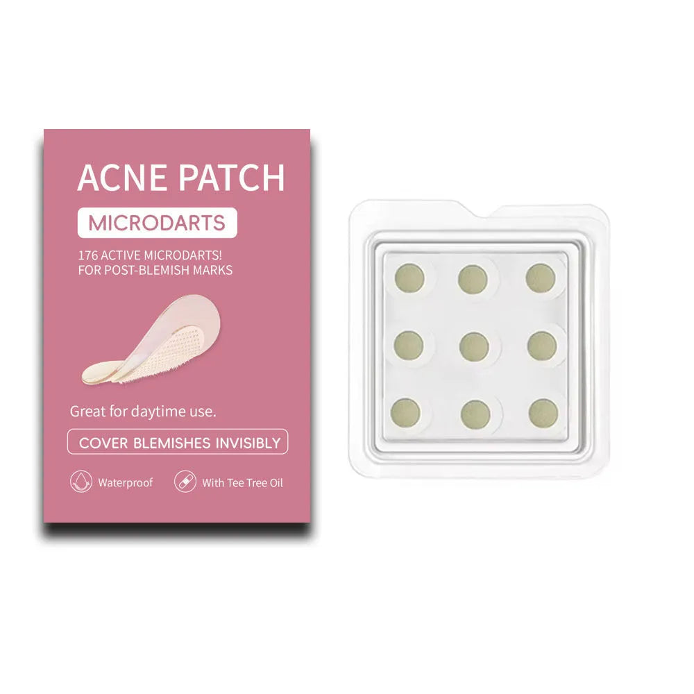Box containing 9 round pimple patches for acne and closed comedone treatment.