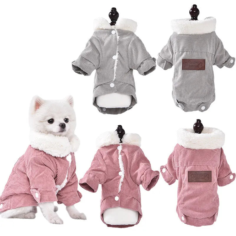 Lambswool dog vest with wool lining in grey or pink, fleece padded for autumn and winter warmth