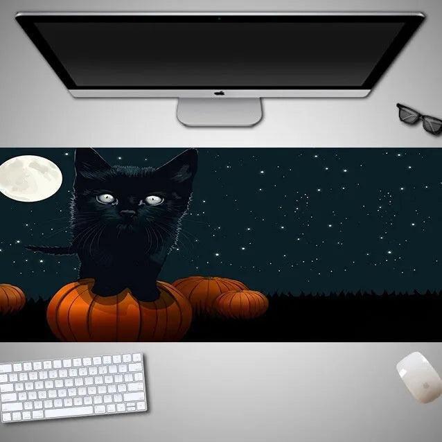 Halloween oversized computer mouse pad with non-slip rubber cloth backing in large dimensions