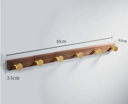 Black walnut bathroom clothes hooks with aluminium backing in multiple hook configurations