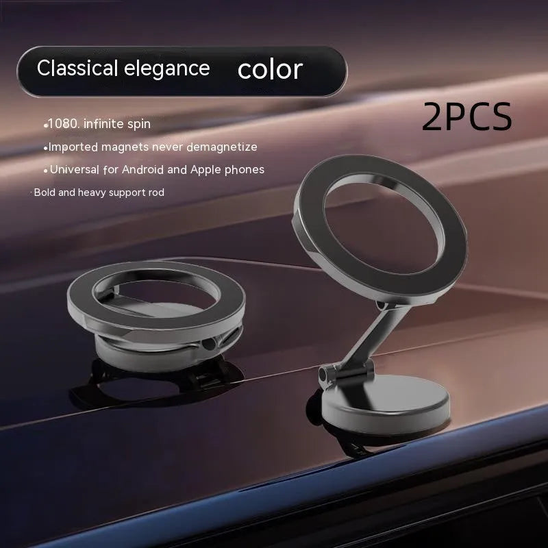 All-metal magnetic car phone mount in Qian colour with foldable design for dashboard mounting