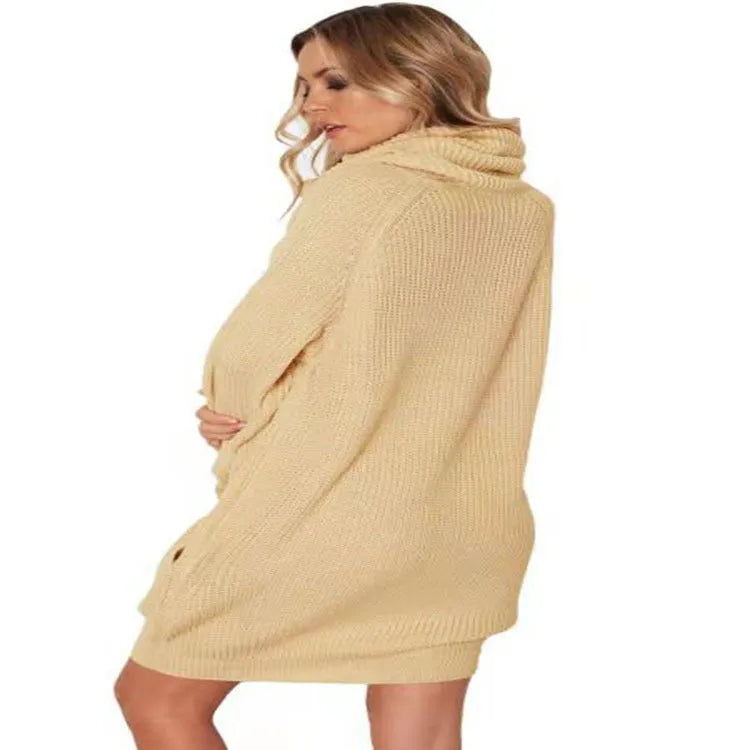 Mid-length imitation cashmere sweater with lapel collar and pockets in yellow, black, or apricot