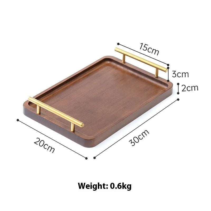 Square bamboo tray with brown handle for barbecue shops and commercial kitchens