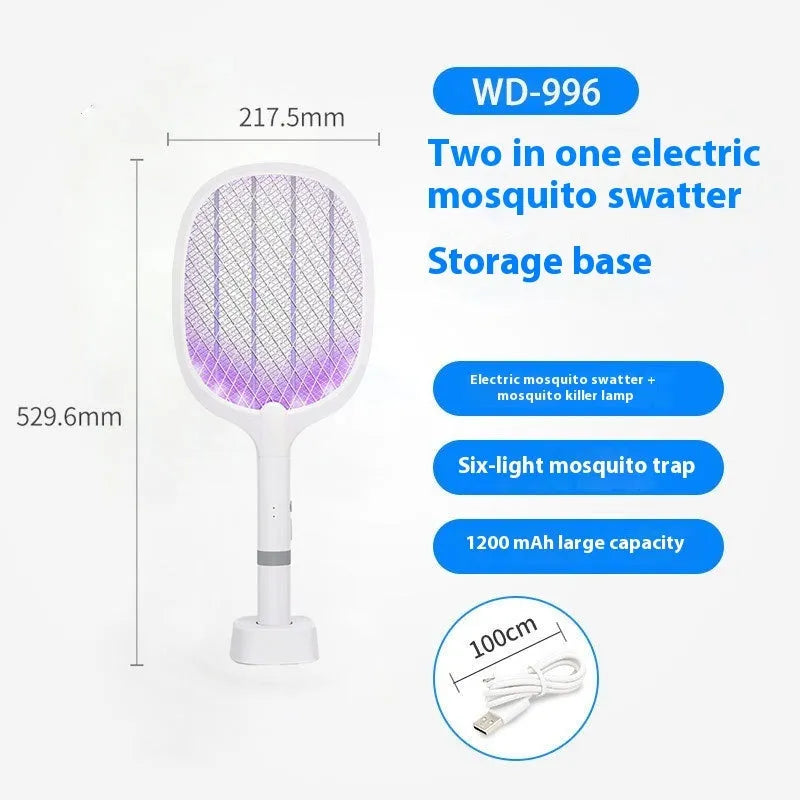 Rechargeable electric mosquito swatter with USB port and ABS plastic shell for indoor use