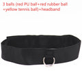 Head-mounted boxing reaction training ball with knitted and rubber adjustable headbands, shown with red, green, and yellow PU balls.