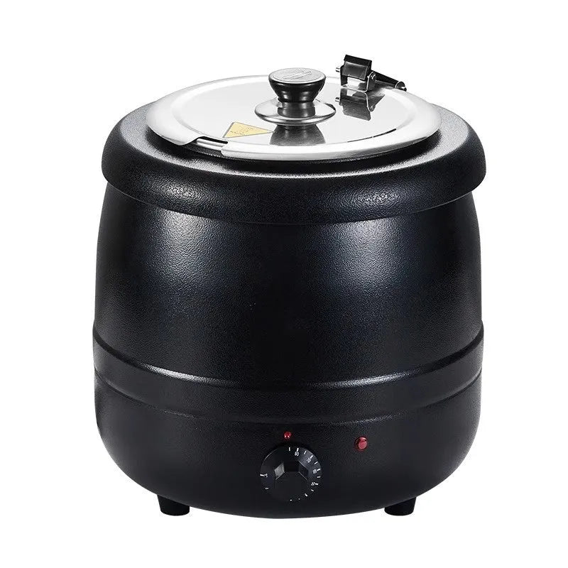 Black stainless steel electric heating insulation pot with steel cover and adapter plug
