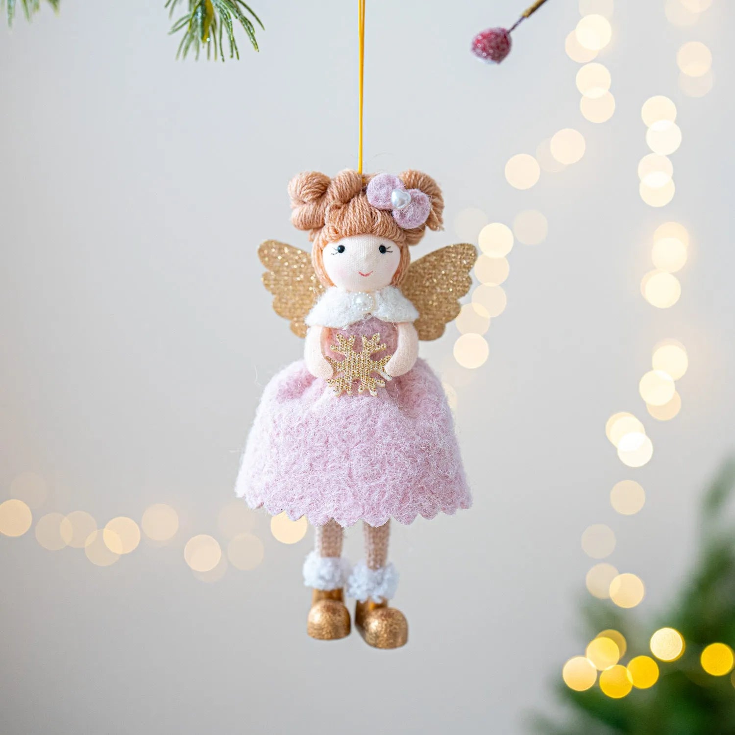 Christmas angel wings plush pendant decoration in cloth material with modern simplicity style