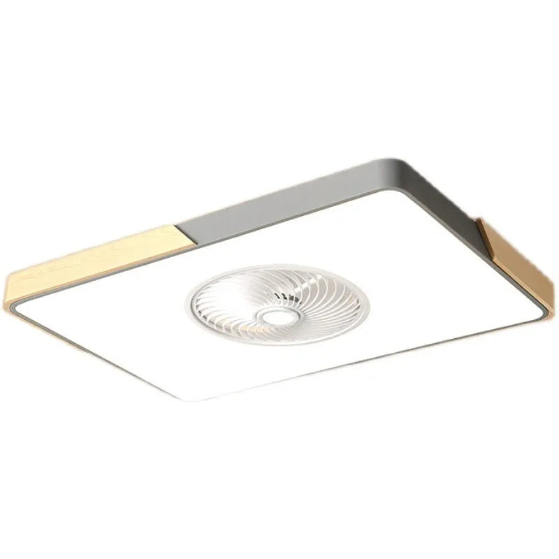 Nordic style ceiling fan lamp with solid wood construction and integrated LED lighting in three design options