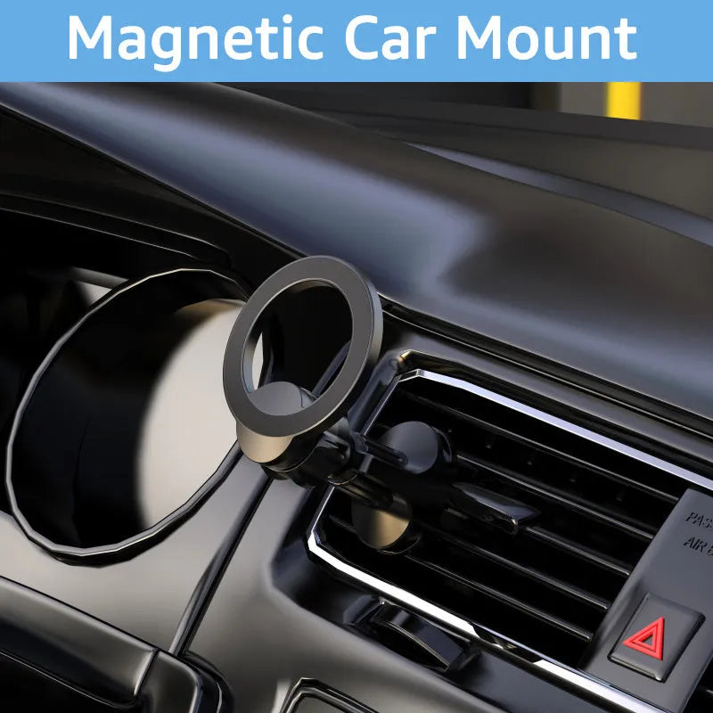 Black magnetic suction car air outlet phone holder with O-ring bracket