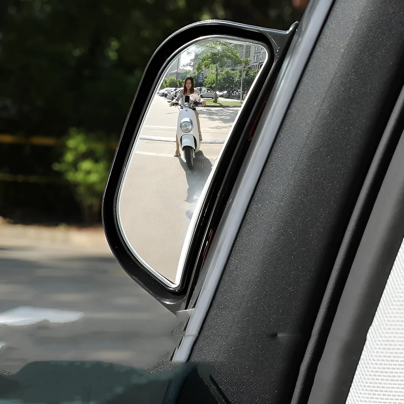 Two-row universal wide angle car mirror with black ABS housing, 126x48x46mm dimensions