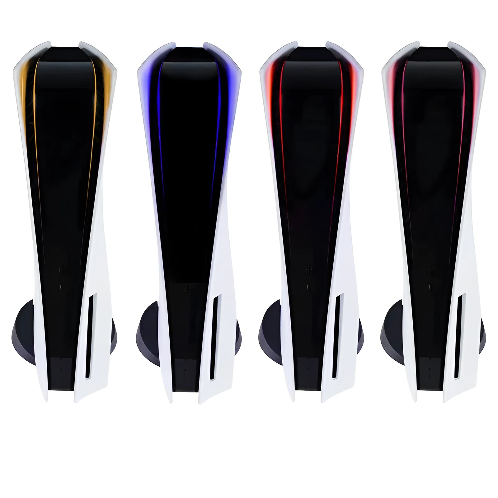 PS5 light bar sticker in carbon fibre pattern showing pink, red, gold, and blue colour options.