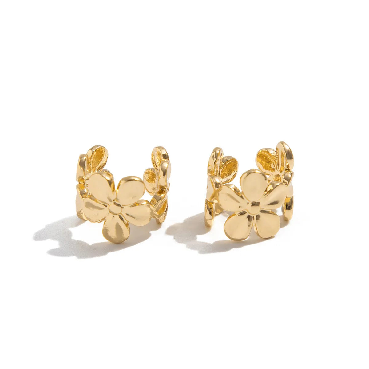 Gold alloy starfish and scallop shell earrings with conch nautical elements for women