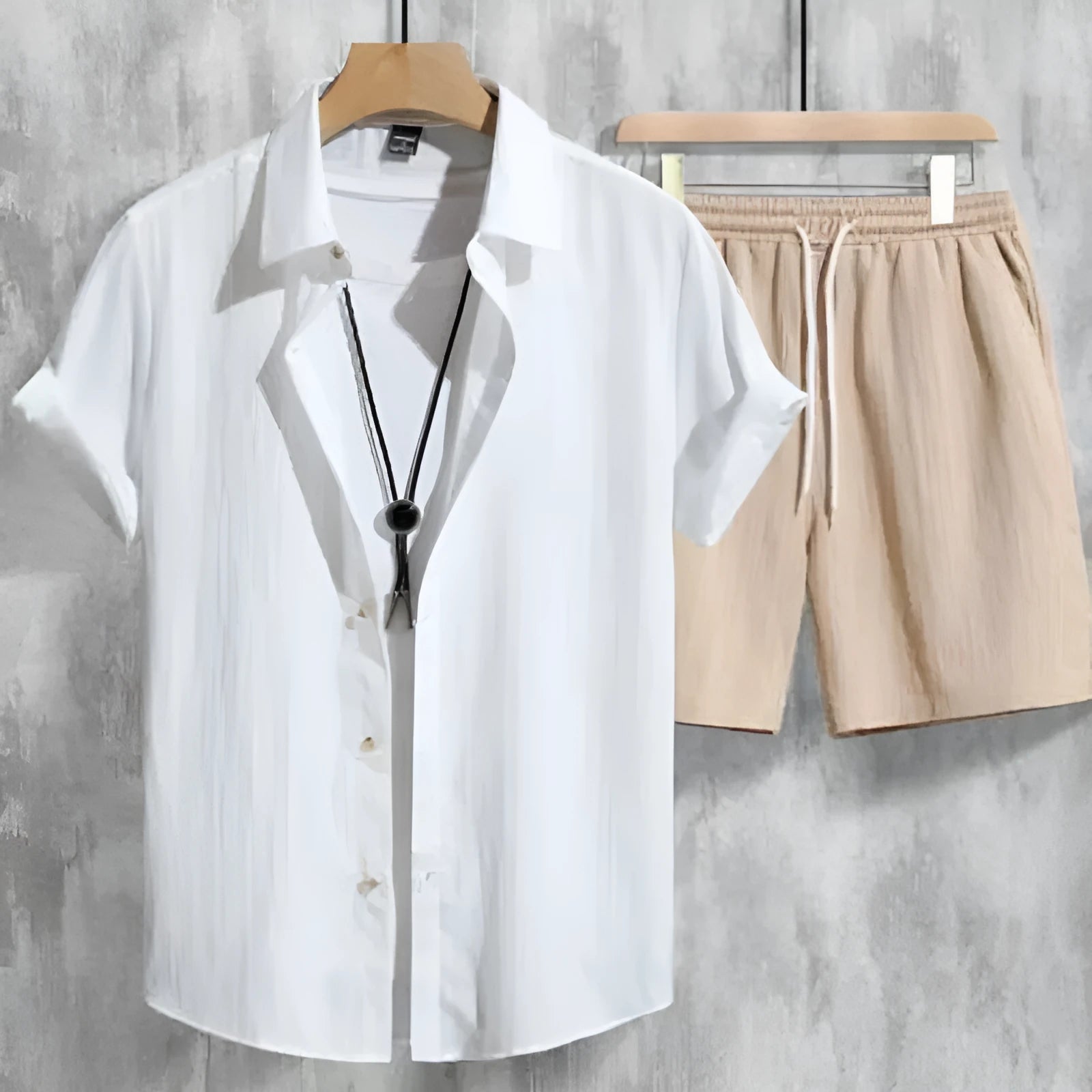 Men's casual Hawaiian 3D printed short sleeve shirt and matching shorts summer outfit