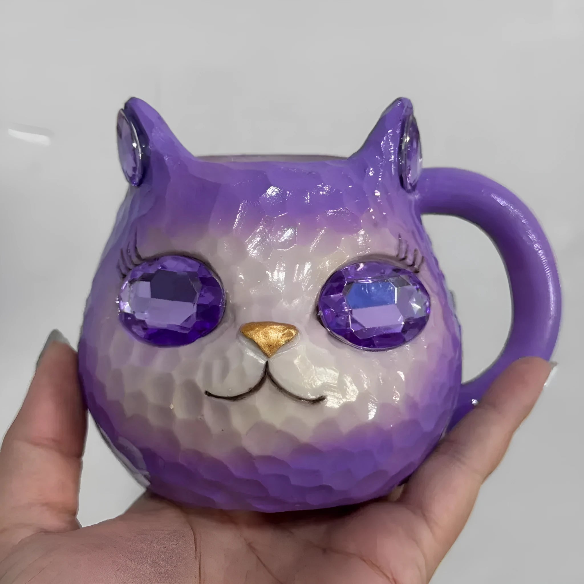 Resin crystal cat cup decorative craft in American style design