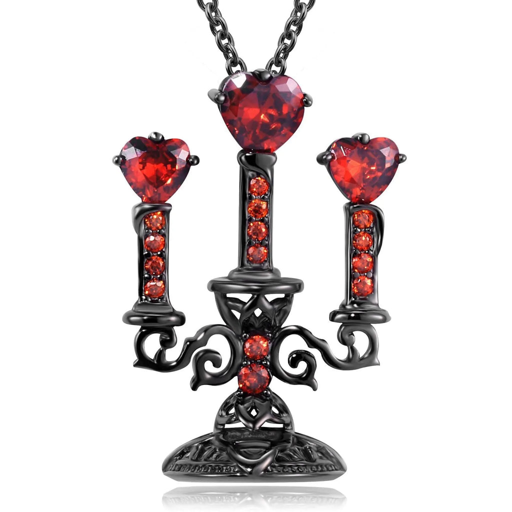 Women's vintage-style necklace with a detailed hollow candlestick pendant and cross chain in zinc alloy.