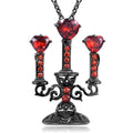 Women's vintage-style necklace with a detailed hollow candlestick pendant and cross chain in zinc alloy.