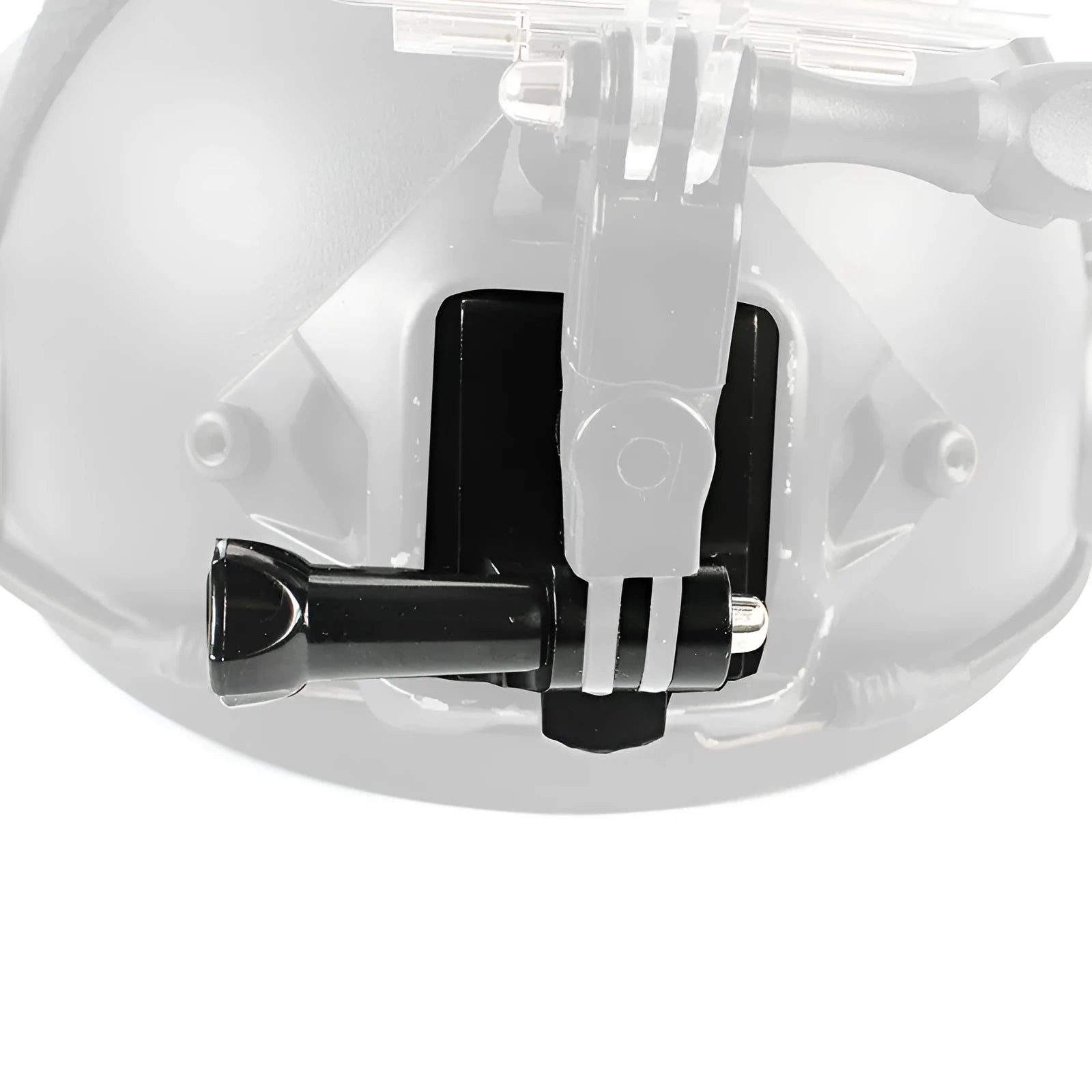 Black aluminium alloy and plastic helmet holder extension with quick release bracket for GoPro Hero 3 and 4 cameras