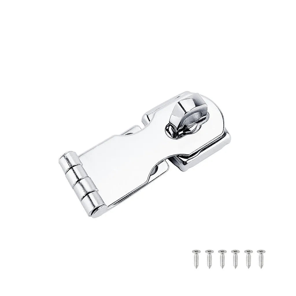 Silver 304 stainless steel security bolt latch for doors and cabinets.
