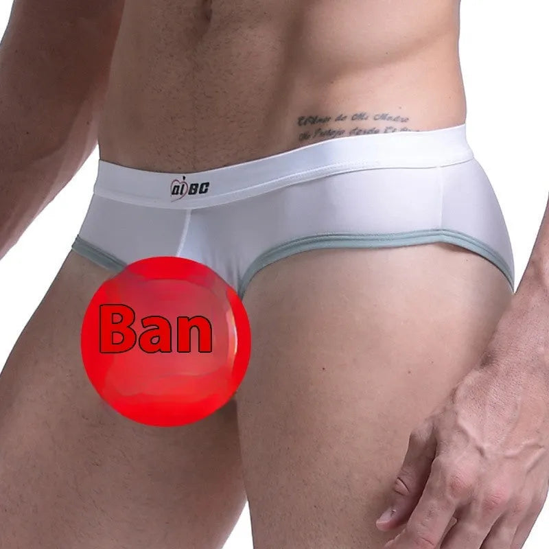 Men's ice silk underwear briefs with bullet separation pouch in seven colour options