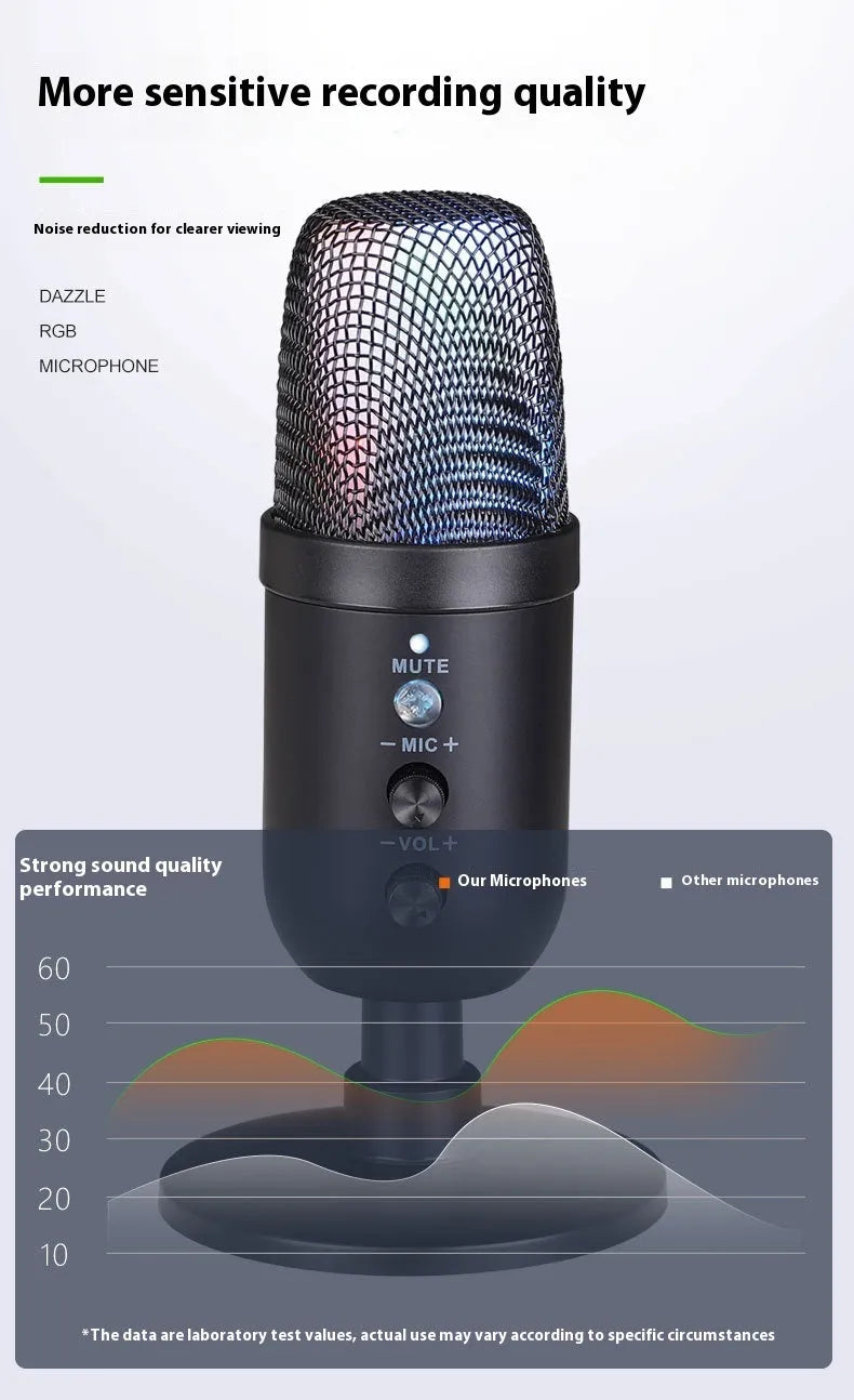 Black USB microphone for computer and mobile phone karaoke live streaming