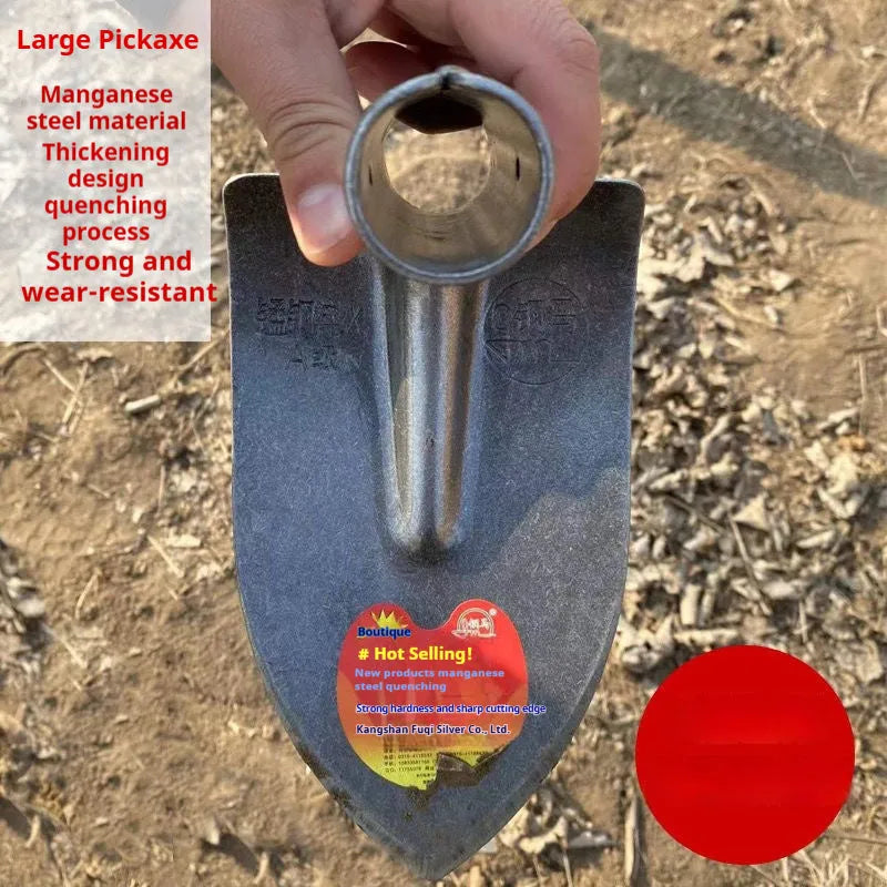 Agricultural pointed hoe with manganese steel head and flat hoe design for weeding and soil preparation