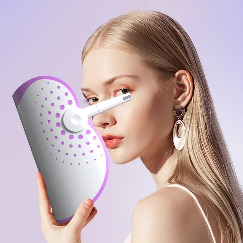 White and purple photon IPL beauty mask device for facial light therapy treatment.