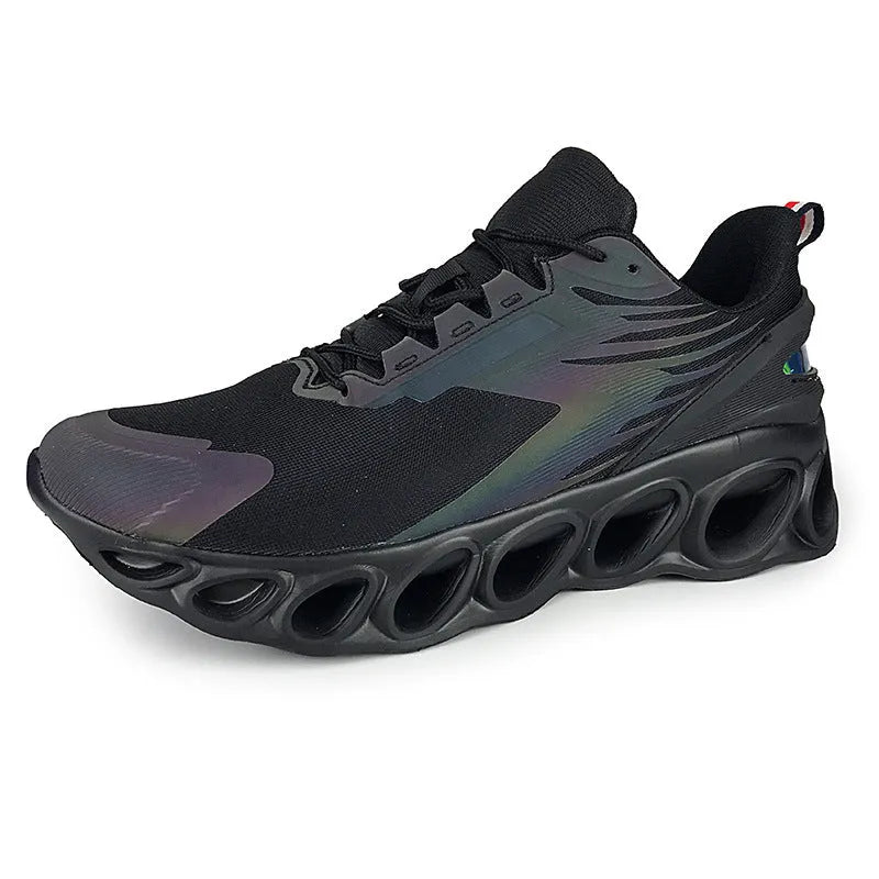 Men's breathable mesh casual trainers in three colours with round toe and lace-up design